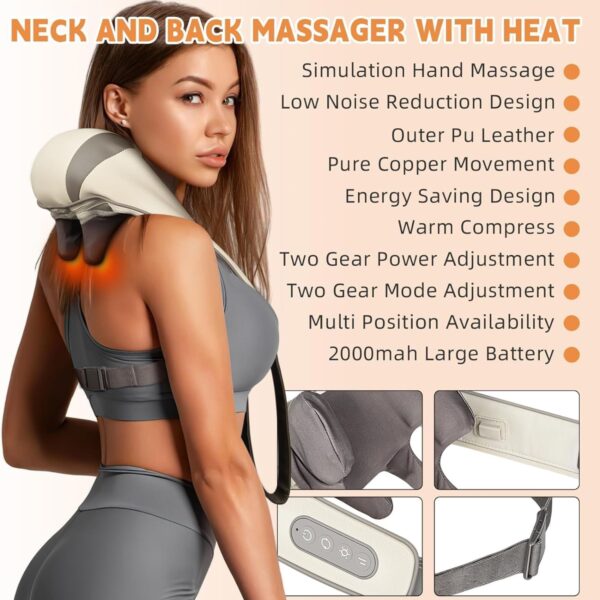Jainchan - Neck and Shoulder Massager, Massagers For Neck&Shoulder With Heat, Neck Massager, Shiatsu Neck&Back Massager With Heat Electric Shoulder Massagers, Deep 5D Kneading Simulated Manual