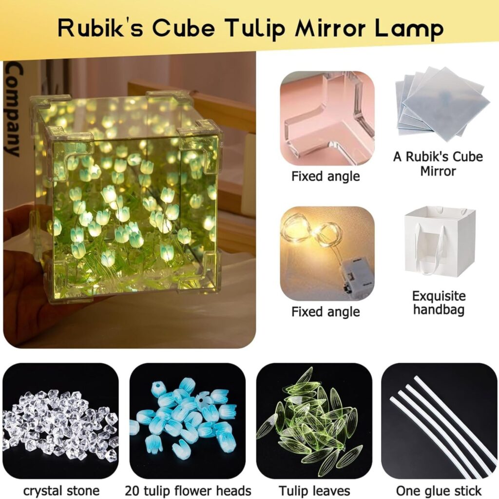 tulip lamp, tulip lamp mirror cube, tulip light lamp for room, tulip light lamp for room decoration, tulip light, flower lamp, tulip flower lamp light, tulip led lamp, tulip lamp diy kit, infinite tulip lamp, tulip lamp square, DIY lamp light, Diwali lamp light for room decoration 2024, Jainchan Tulip Lamp