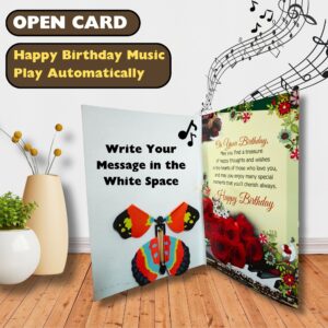 Jainchan Happy Birthday Musical Greeting card for gifting on Birthday to girlfriend, boyfriend, mom, dad, sister, brother, papa, father, mother, flying butterfly greeting card.