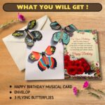 Jainchan Happy Birthday Musical Greeting card for gifting on Birthday to girlfriend, boyfriend, mom, dad, sister, brother, papa, father, mother, flying butterfly greeting card.