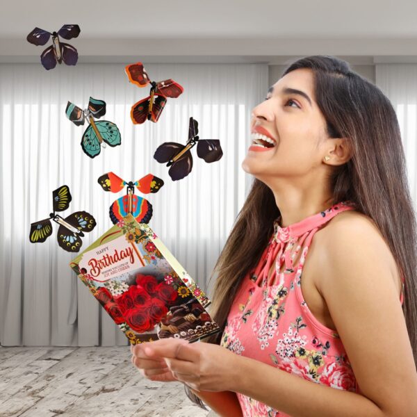 Jainchan Happy Birthday Musical Greeting card for gifting on Birthday to girlfriend, boyfriend, mom, dad, sister, brother, papa, father, mother, flying butterfly greeting card.