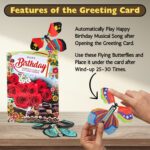 Jainchan Happy Birthday Musical Greeting card for gifting on Birthday to girlfriend, boyfriend, mom, dad, sister, brother, papa, father, mother, flying butterfly greeting card.